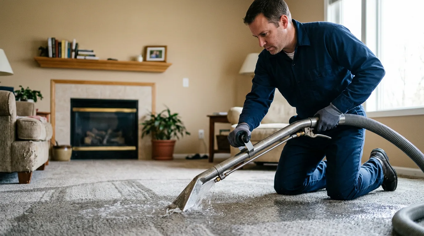 Water damage restoration technician working near Bayside, NY